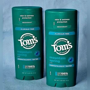 2 x Tom's of Maine Aluminum Free Deodorant Mountain Spring Scent 3.25 oz NEW